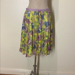 WD.NY Floral A-Line Skirt - Yellow and Purple